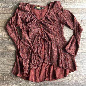 Vintage Free People ruffled floral shirt in rust
